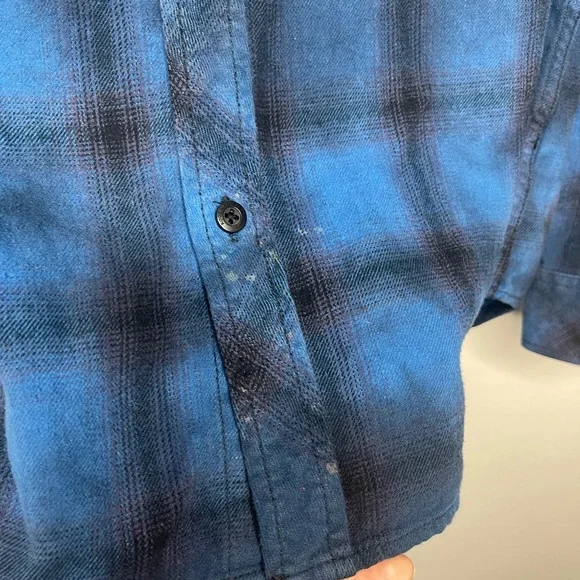 Rock & Republic Blue Black Plaid Flannel Haute Madre DIY Long Sleeve - Picture 5 of 8